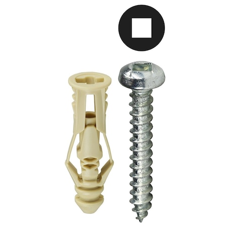 Dottie Triple-Grip Screw Anchor, 1-3/16" L, Nylon TG6KSQTP